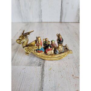 Vintage celluloid Japanese dragon sailboat 7 Fortune God toy unique figure